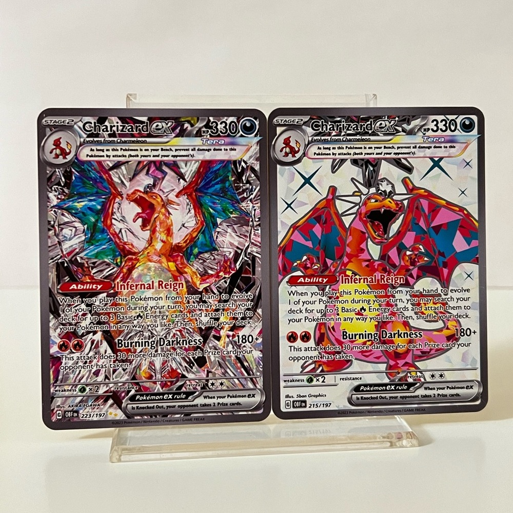 ‘2’ Pokemon Charizard EX 215/197 - 223/197 METAL GOLD CARD /Gift/ FAN ART
